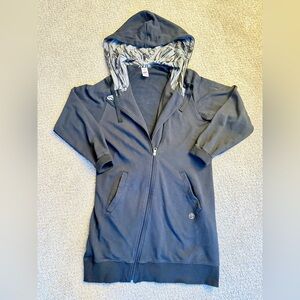 Zumba Black Zip-Up Hoodie with Patterned Hood